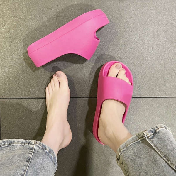 Dép lê đế dày giày tăng chiều cao mùa hè đi bên ngoài nữ giày đi biển