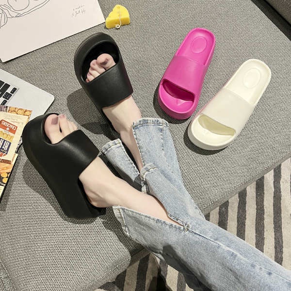 Dép lê đế dày giày tăng chiều cao mùa hè đi bên ngoài nữ giày đi biển