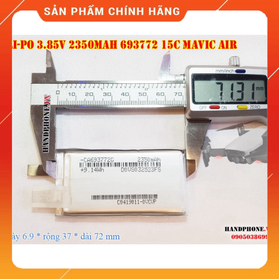 Pin Li-Po 3.85V 693772 2350mAh Dòng xả cao 15C  thay thế cho DJI Mavic AIR Flycam-máy bay điều khiển