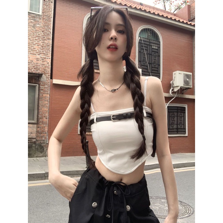 Mới Áo Ống Hai Dây Dáng Ngắn Thiết Kế Ngọt Ngào Dễ Phối Đồ Cho Bạn Gái