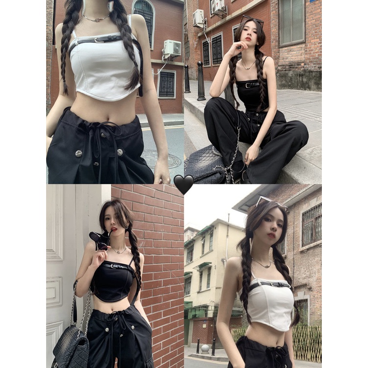 Mới Áo Ống Hai Dây Dáng Ngắn Thiết Kế Ngọt Ngào Dễ Phối Đồ Cho Bạn Gái