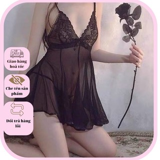 Váy Ngủ Voan Mỏng Đầm Ngủ Voan Mỏng Xuyên Thấu Siêu Sexy Phối ren Ngực