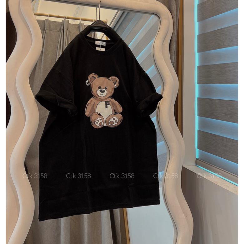 Áo thun cotton khô 3158 form rộng nam nữ unisex Gấu F