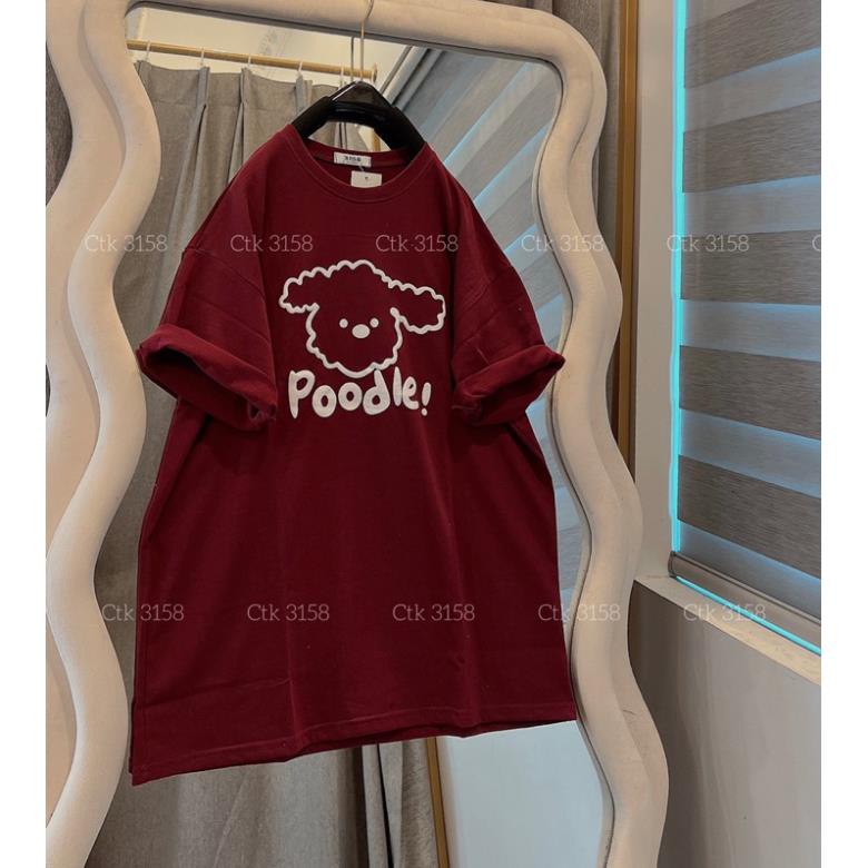 Áo phông 3158 cotton khô form rộng nam nữ in hình Poodie