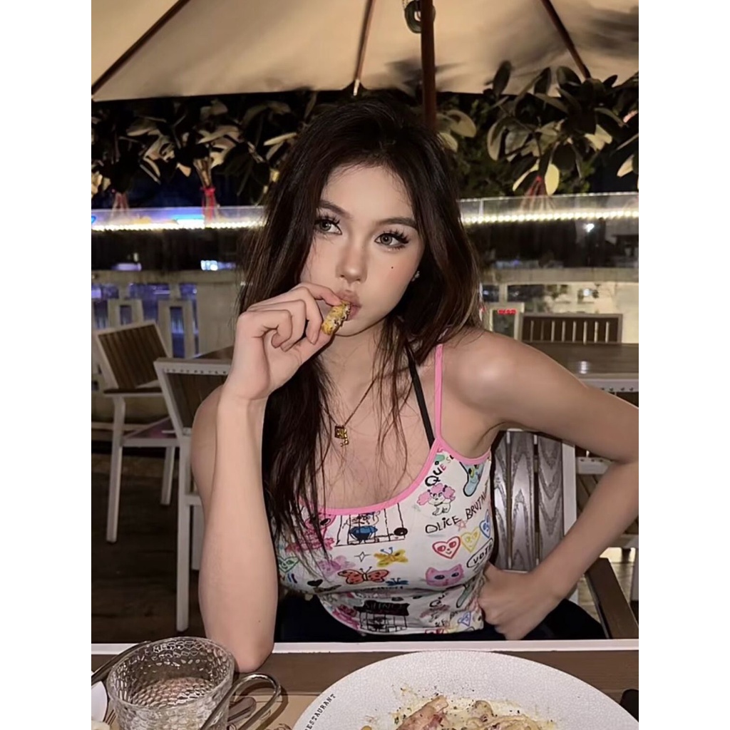 Jiashucheng Áo Hai Dây Dáng Ngắn Phong Cách Mới Thời Trang Cho Nữ