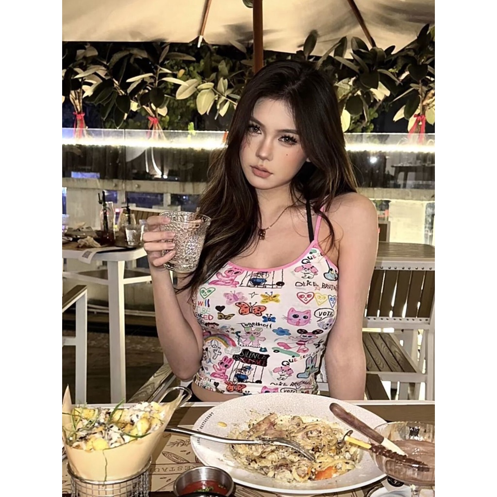 Jiashucheng Áo Hai Dây Dáng Ngắn Phong Cách Mới Thời Trang Cho Nữ