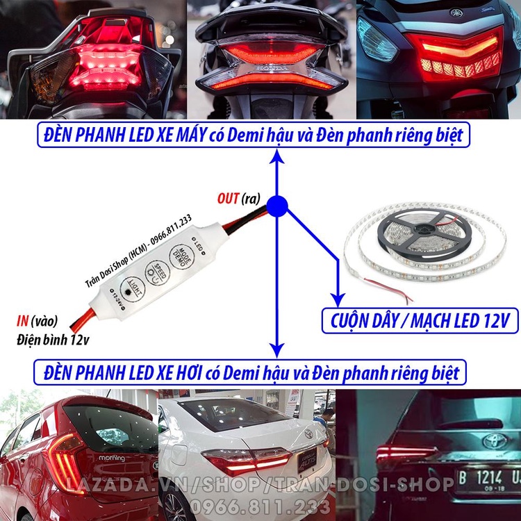 Mạch mini tạo chớp F1 - nhấp nháy nhiều kiểu độ đèn LED ô tô xe máy 12v