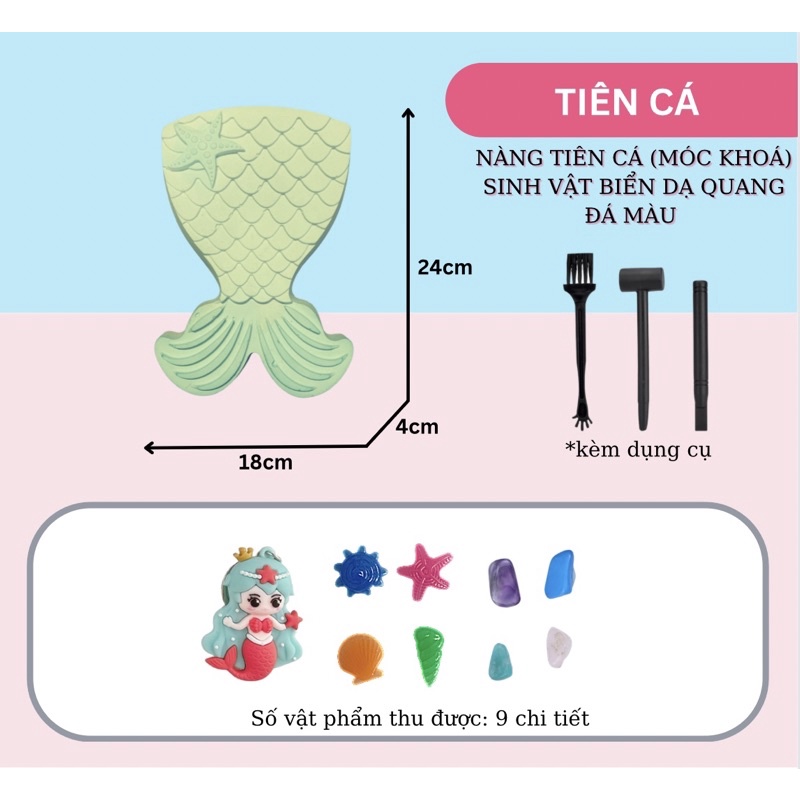 Khai Quật Nàng Tiên Cá Khảo Cổ Đại Dương Đục Đào Vật Phẩm Bí Mật Hoá Thạch Đồ Chơi Giáo Dục Khám Phá Sỉ Lẻ