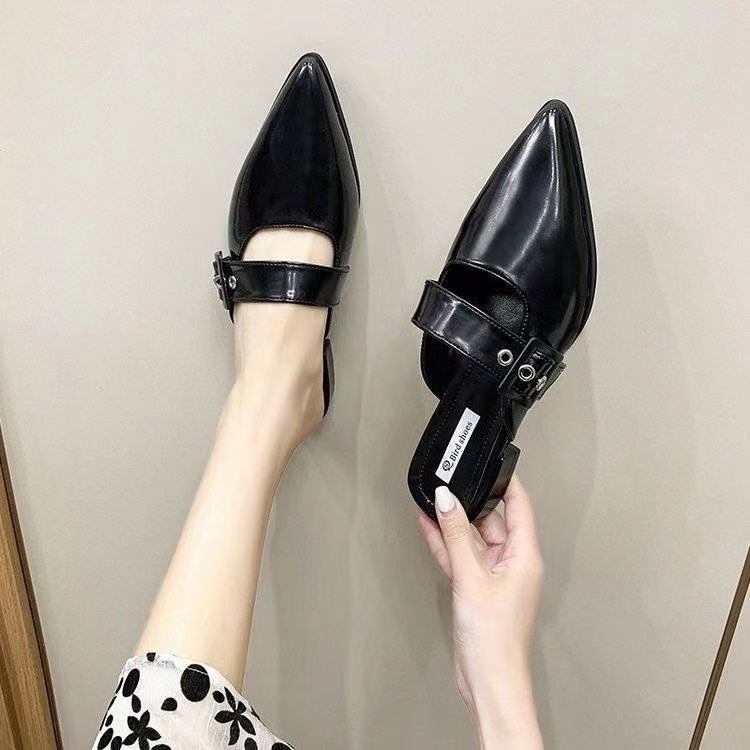 Dép Mũi Nhọn Gót Dày Phong Cách Hàn Quốc Thời Trang Mùa Xuân 2023 Mới Cho Nữ