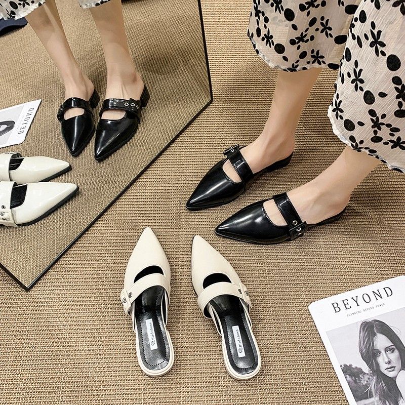 Dép Mũi Nhọn Gót Dày Phong Cách Hàn Quốc Thời Trang Mùa Xuân 2023 Mới Cho Nữ