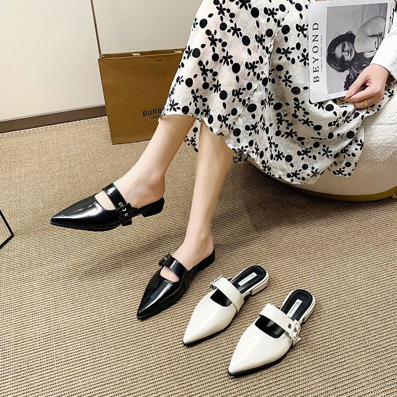 Dép Mũi Nhọn Gót Dày Phong Cách Hàn Quốc Thời Trang Mùa Xuân 2023 Mới Cho Nữ