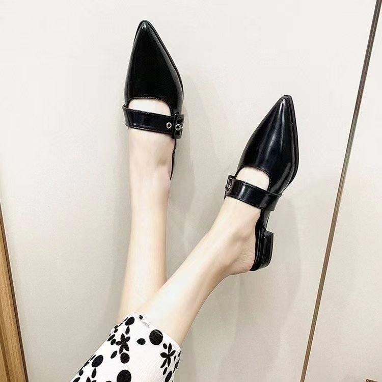 Dép Mũi Nhọn Gót Dày Phong Cách Hàn Quốc Thời Trang Mùa Xuân 2023 Mới Cho Nữ