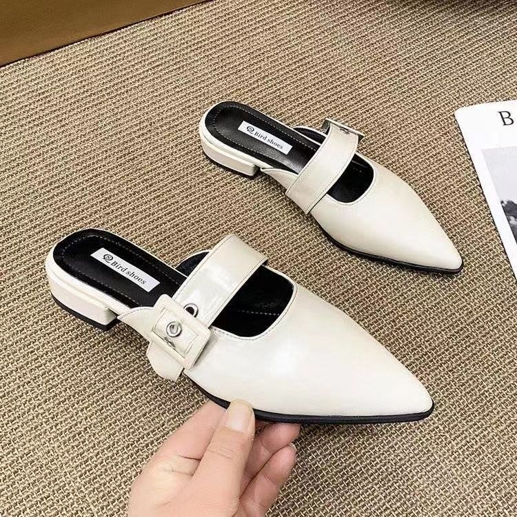 Dép Mũi Nhọn Gót Dày Phong Cách Hàn Quốc Thời Trang Mùa Xuân 2023 Mới Cho Nữ