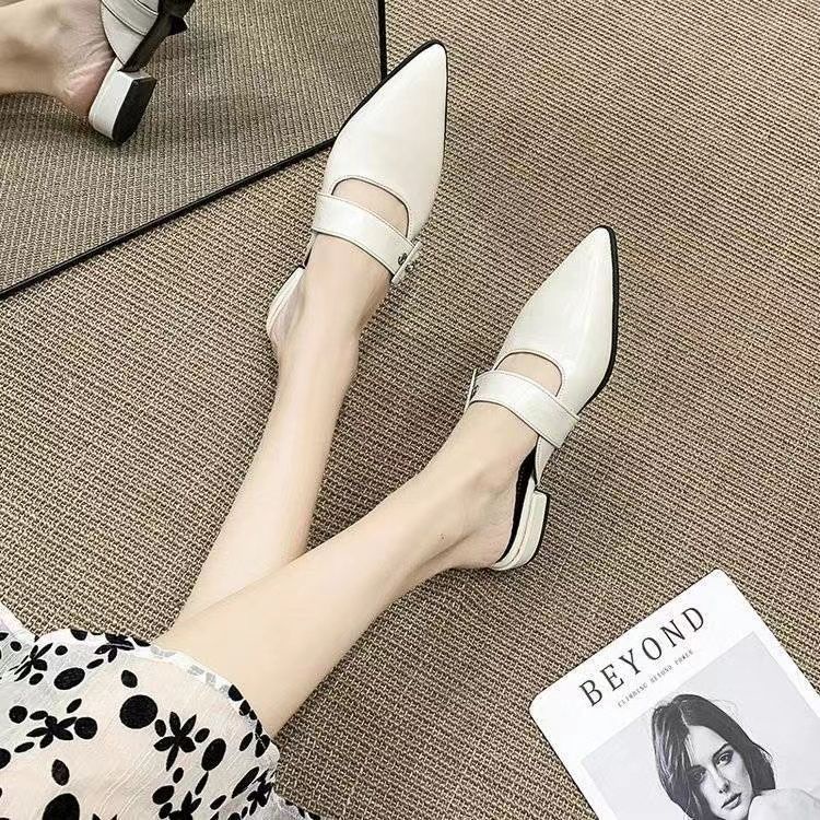 Dép Mũi Nhọn Gót Dày Phong Cách Hàn Quốc Thời Trang Mùa Xuân 2023 Mới Cho Nữ