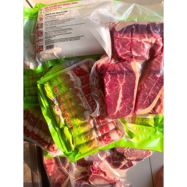 Ba chỉ bò Mỹ cuộn, dải - vỉ 500gr Giao nhanh HCM