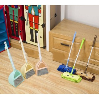 Bộ Chổi Hót Rác Và Cây Lau Nhà Cho Bé Thực Hành Cuộc Sống, Set 3 món bộ chổi quét lau nhà mini cho trẻ tập quét nhà