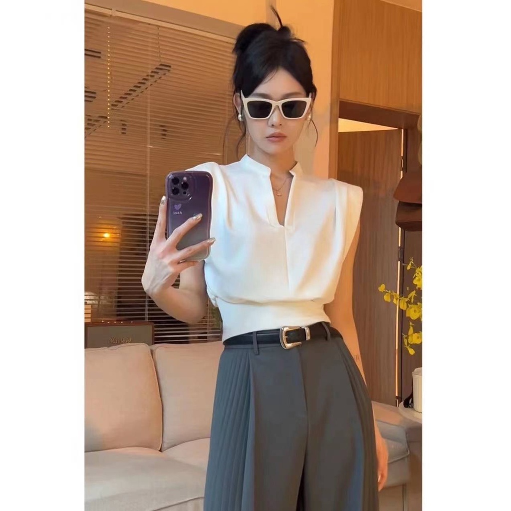 Áo Thun Ngắn Tay Cổ Chữ v Ôm Dáng Thời Trang Mùa Hè Dành Cho Nữ
