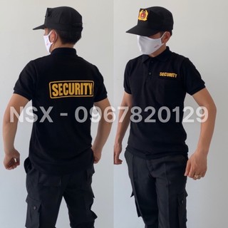 Áo thun polo security đen chất bền đẹp