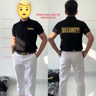 Áo thun polo security đen chất bền đẹp