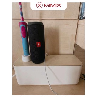 DIGIMIX Hộp Nhựa ABS Nắp Đậy Bằng Gỗ Đựng Ổ Cắm Điện An Toàn Hơn, Tiện Lợi Hơn