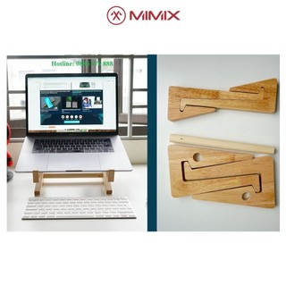 Giá đỡ laptop gỗ, kiêm đế tản nhiệt macbook, laptop DIGIMIX