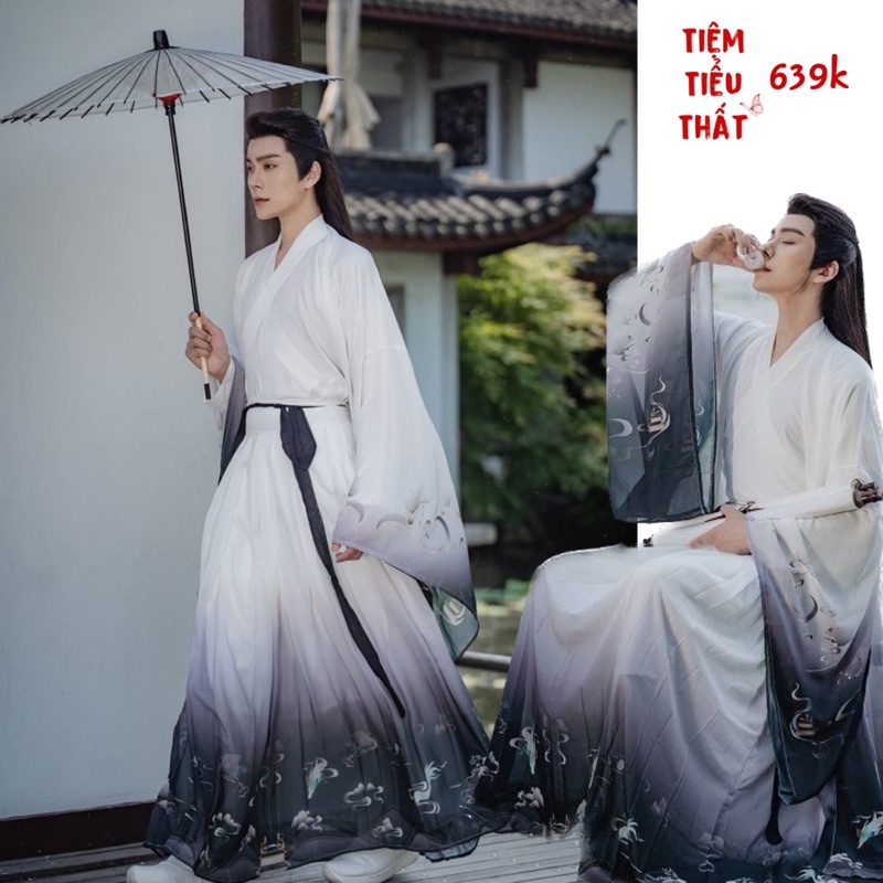 Hán phục cổ trang nam đen trắng ( sẵn )