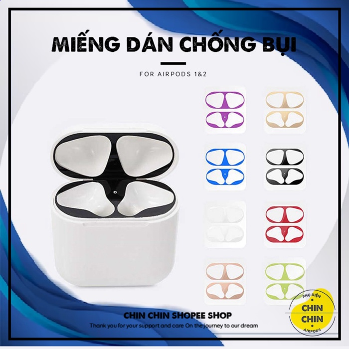 LINH KIỆN LAPTOP 🔘 Miếng Dán Kim Loại Chống Bám Bẩn Bảo Vệ AirPods 1 2 Miếng Dán Chống Bụi Airpod 1 2 SẴN KHO