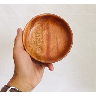 Dĩa tròn gỗ xà cừ thanh tú 14cm