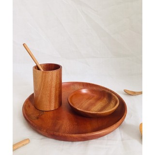 Dĩa Tròn Gỗ Xà Cừ Thanh Tú 26Cm
