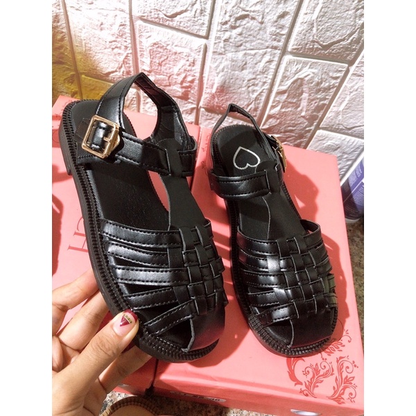 Ảnh thật Mã SR07 giày sandal nữ rọ đan dây nhỏ da lỳ mềm đế cao 2p siêu xinh