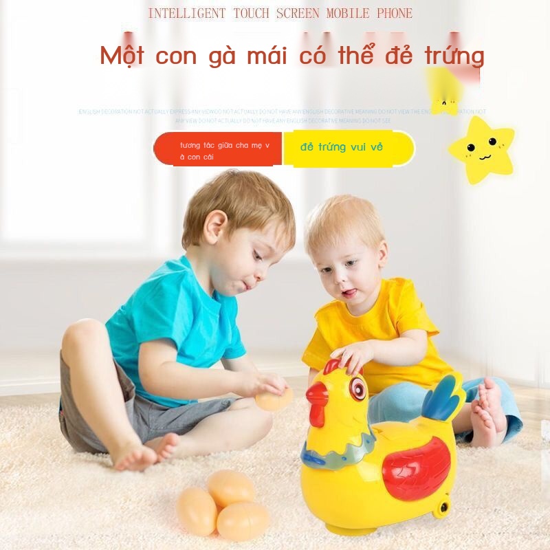 Chống ngã, có thể đi, đẻ trứng, hát, đồ chơi trẻ em điện gà vịt cho bé 2-3-4 tuổi