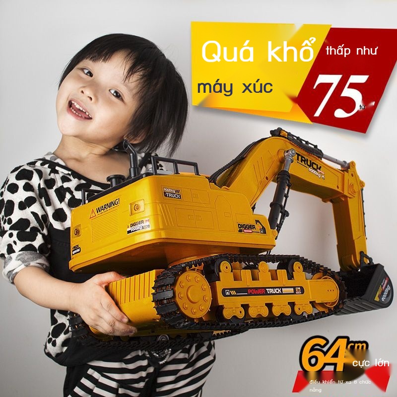 Máy xúc đào điều khiển từ xa đồ chơi trẻ em xe ô tô điện mô hình