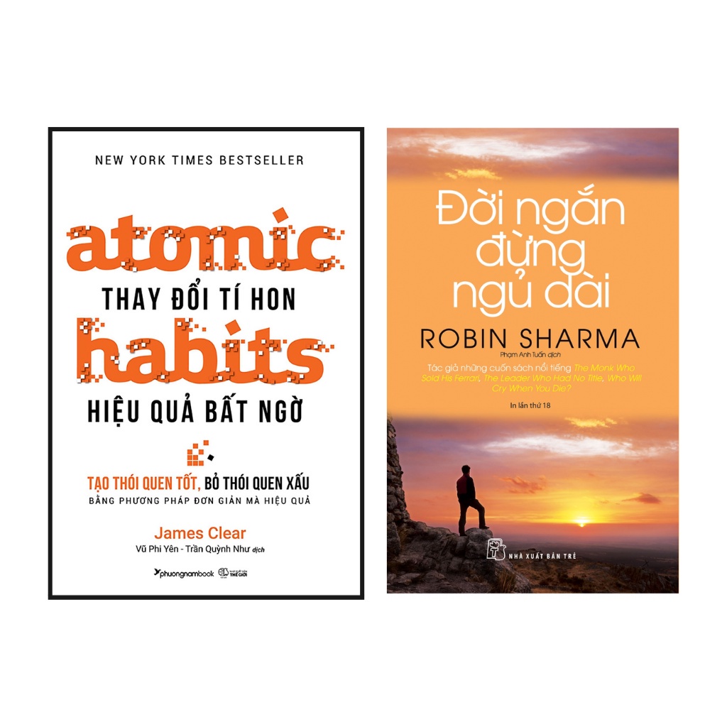 Sách Combo 2 cuốn :  Atomic habits Thay đổi tí hon Hiệu quả bất ngờ + Đời Ngắn Đừng Ngủ Dài