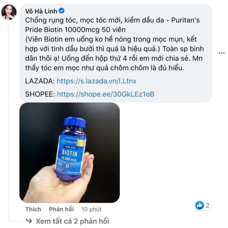 Biotin Puritan's Pride - Viên uống mọc tóc giảm rụng và dày tóc móng chắc khoẻ 10000mg viên nang mềm [BILL US 02/2026]