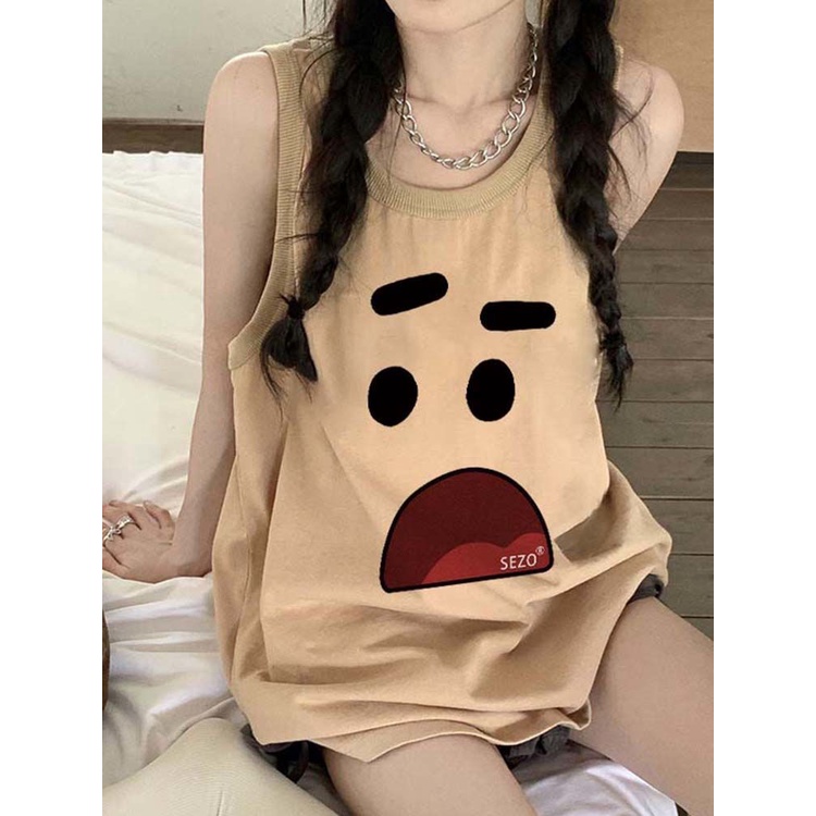 Jiashucheng Áo Thun Kaki Không Tay Thời Trang Mùa Hè Pháp Ngọt Ngào Dành Cho Nữ