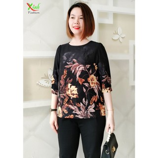Áo Lụa Mango Cao Cấp Họa Tiết Hoa In 3D Sang Trọng