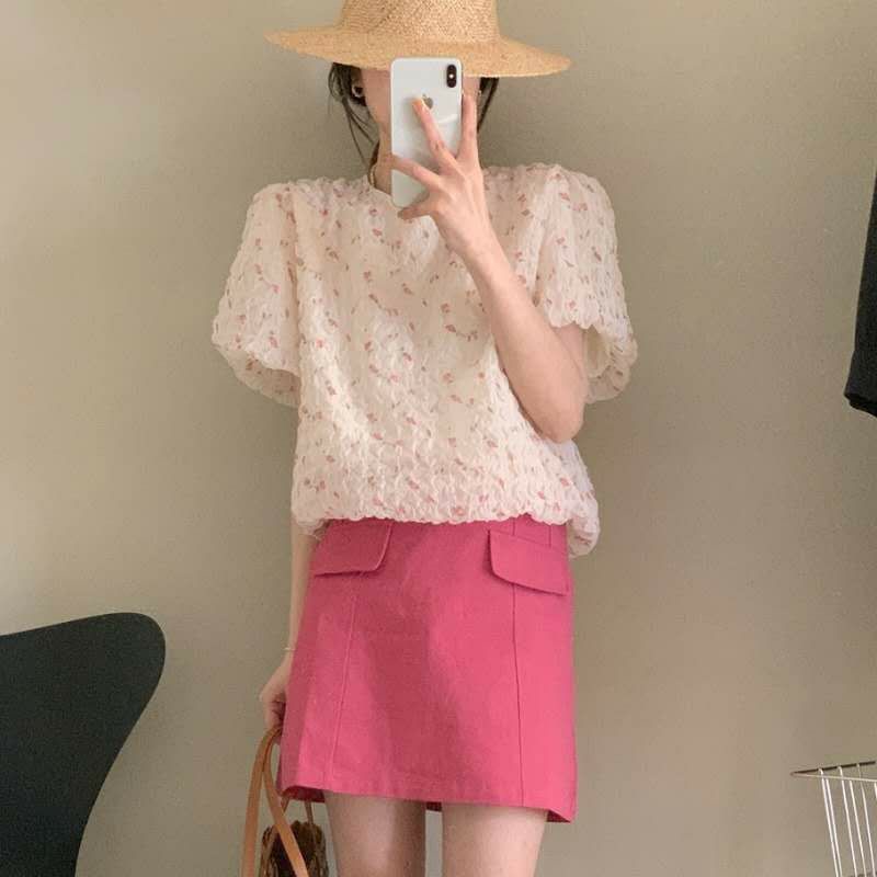 Áo Voan Hoa Nhí Tay Bồng 2 Lớp Siêu Xinh Hottrend 2023_Haan.closet