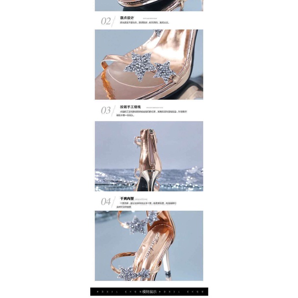 Giày Sandal Cao Gót Đế Phẳng Đính Đá Có Khóa Cài Gợi Cảm Thời Trang Xuân Hè Dành Cho Bạn Nữ