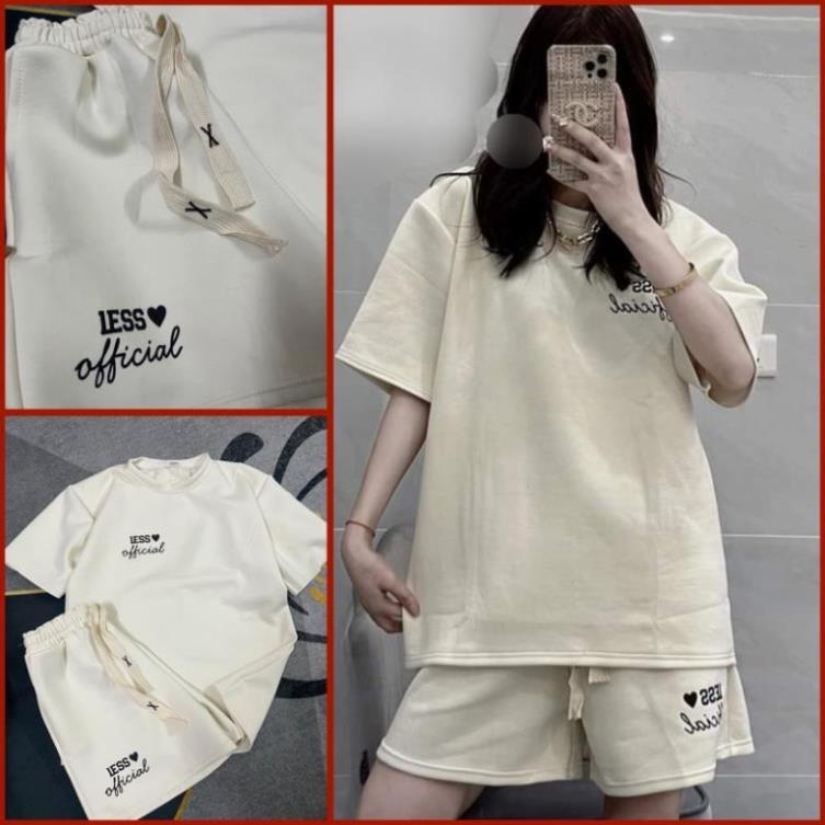 Bộ đùi nữ Set đồ nữ in Chữ nổi bộ quần short đùi áo form rộng tay lỡ AO19