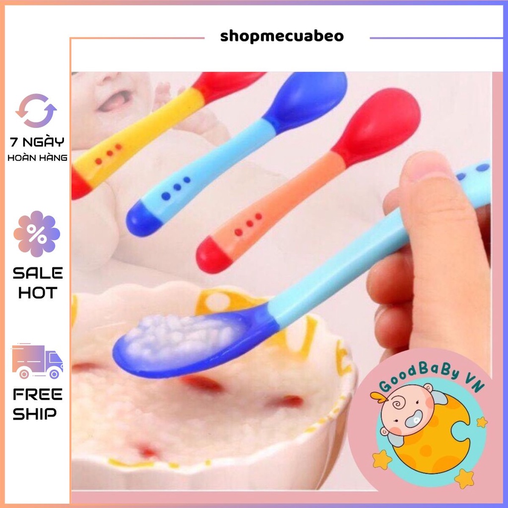 Thìa Silicon Báo Nóng,Muỗng Silicon Mềm Cho Bé Ăn Dặm Giúp Bé Ăn Ngoan , Ngon Miệng Goodbabyvn