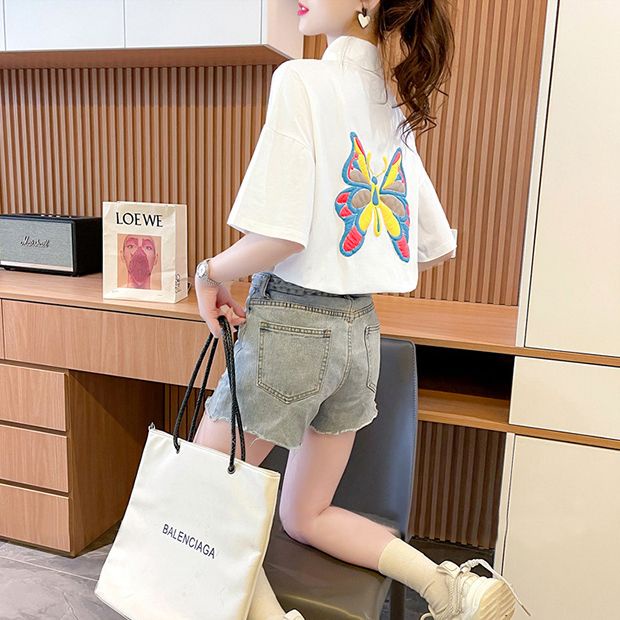 Áo Thun POLO Tay Ngắn Dáng Rộng In Họa Tiết Thời Trang Mùa Hè Phong Cách Hàn Quốc Cho Nữ