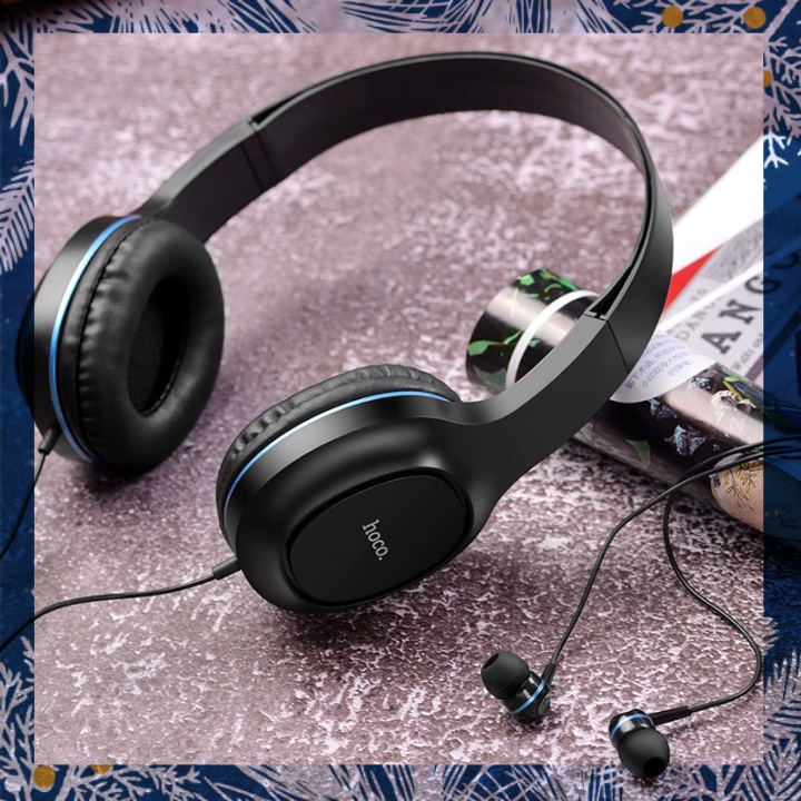 [ 𝐂𝐇Ố𝐓 𝐒𝐀𝐋𝐄 ] Bộ đôi tai nghe chụp tai và nhét tai có dây Hoco W24 Enlighten âm thanh cực hay Jack 3.5 - Hàng Ch