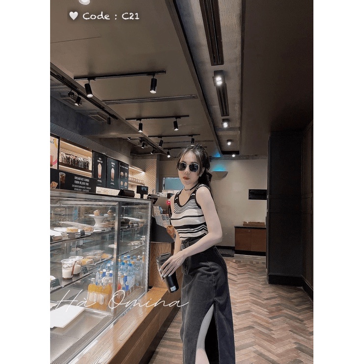 (HCM) ÁO LEN DÂY SỌC - HÀNG QC SIÊU XINH SIÊU XỊN XÒ - TÔN DÁNG SANG CHẢNH , ĐI CHƠI CHO CÁC CHỊ EM (TN) THỜI TRANG KME