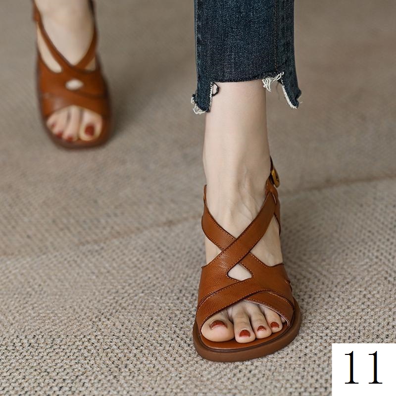 Ông. Giày Sandal Cao Gót Da Cừu Mềm Mại Hở Ngón Thời Trang Mùa Hè 2023 Dành Cho Nữ