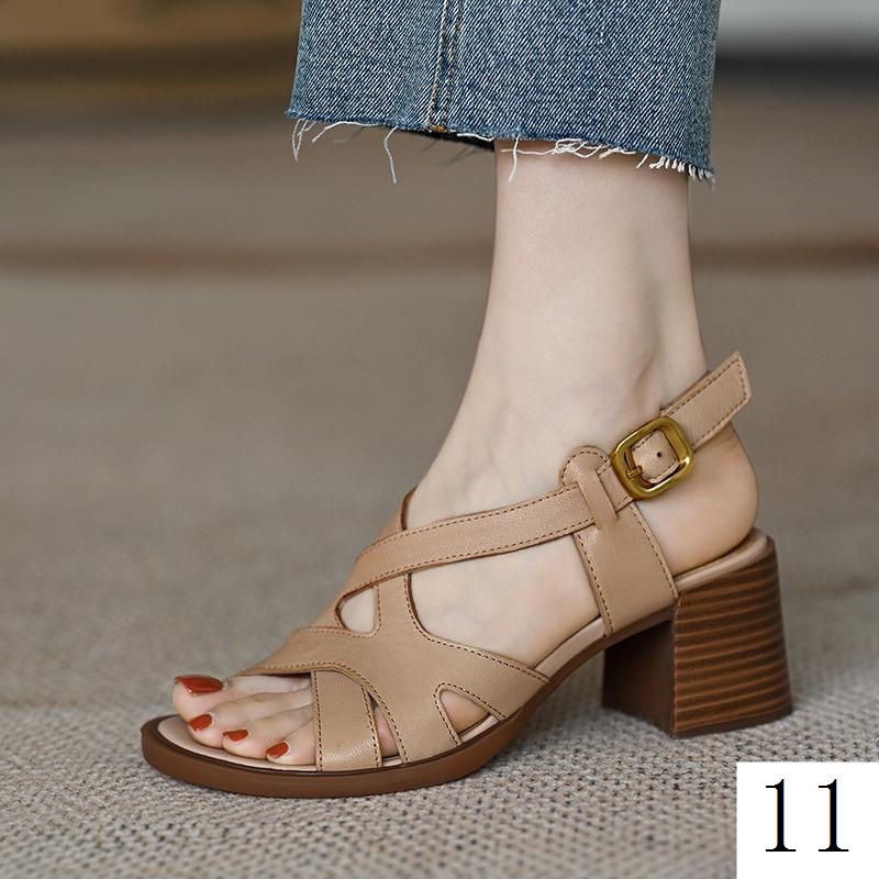 Ông. Giày Sandal Cao Gót Da Cừu Mềm Mại Hở Ngón Thời Trang Mùa Hè 2023 Dành Cho Nữ