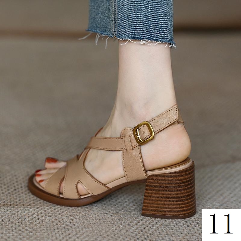 Ông. Giày Sandal Cao Gót Da Cừu Mềm Mại Hở Ngón Thời Trang Mùa Hè 2023 Dành Cho Nữ