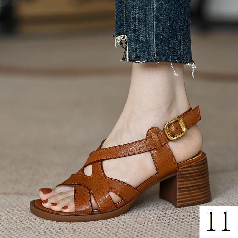 Ông. Giày Sandal Cao Gót Da Cừu Mềm Mại Hở Ngón Thời Trang Mùa Hè 2023 Dành Cho Nữ