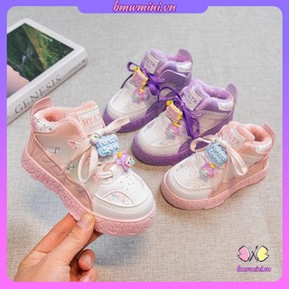 Giày thể thao da pu 3d chống trượt thời trang mùa đông cho bé gái