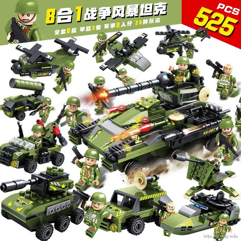 🎁Tương thích với các khối xây dựng Lego Phantom Ninja Lắp Ráp Leopard Tank Land War King Nam Xe Bọc Thép Đồ Chơi Giáo D
