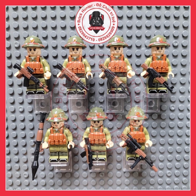 Viet Nam people army combo 1 tiểu đội 7 minifigures mô hình lính bộ đội cụ Hồ trang bị AK - quân đội nhân dân Việt Nam